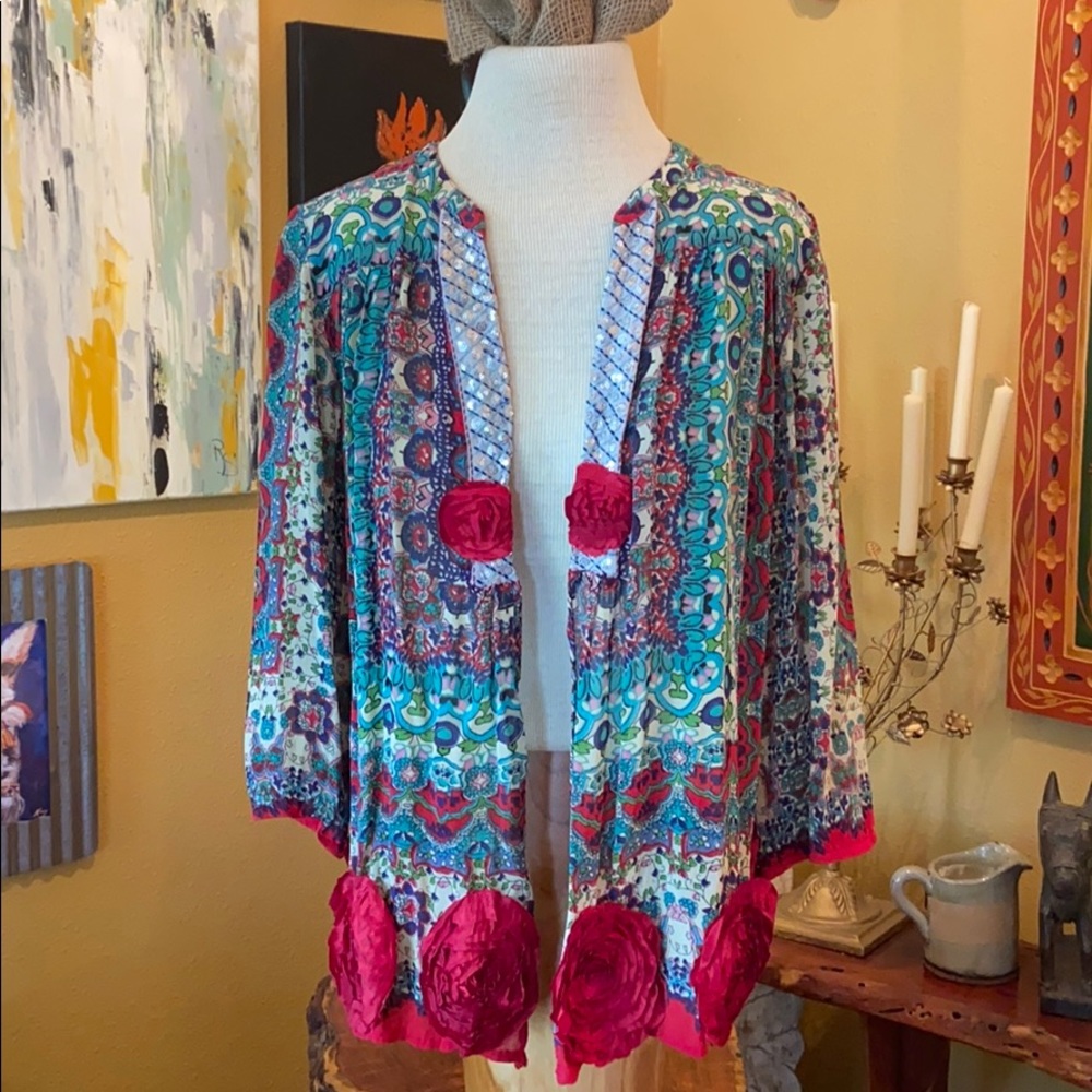 Copper Feather Design cardigan M